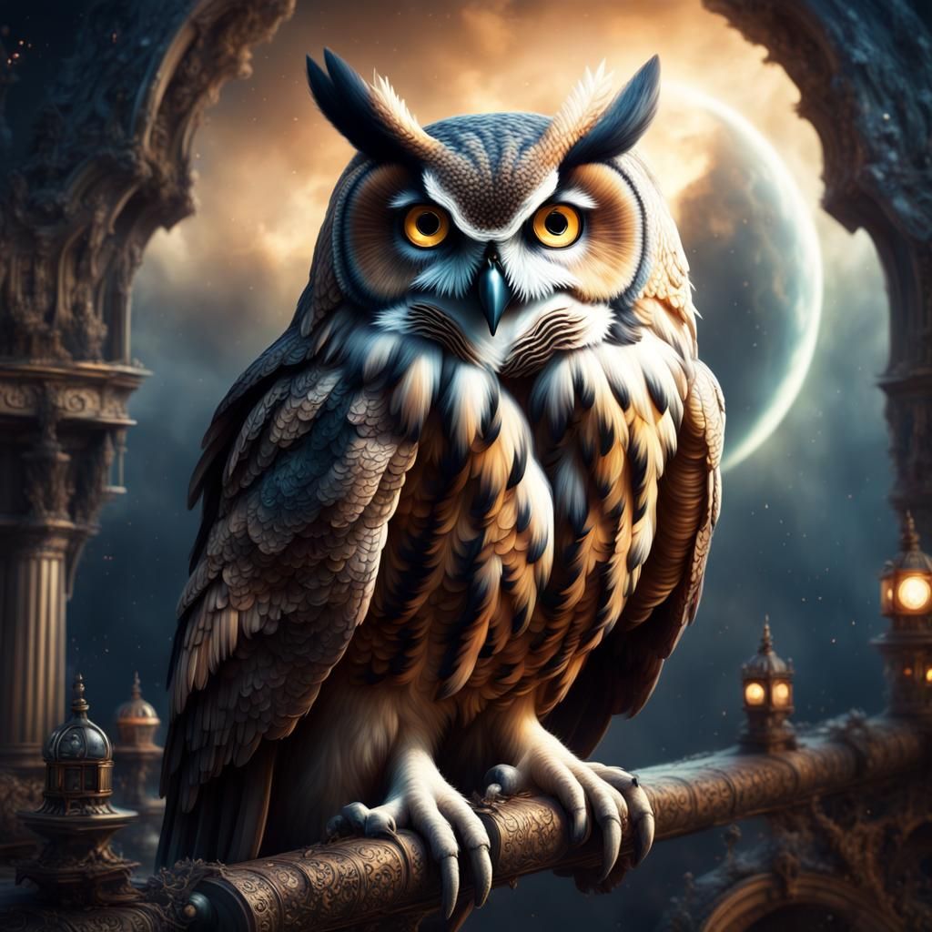 Majestic Owl of Time and Space: Digital Matte Painting