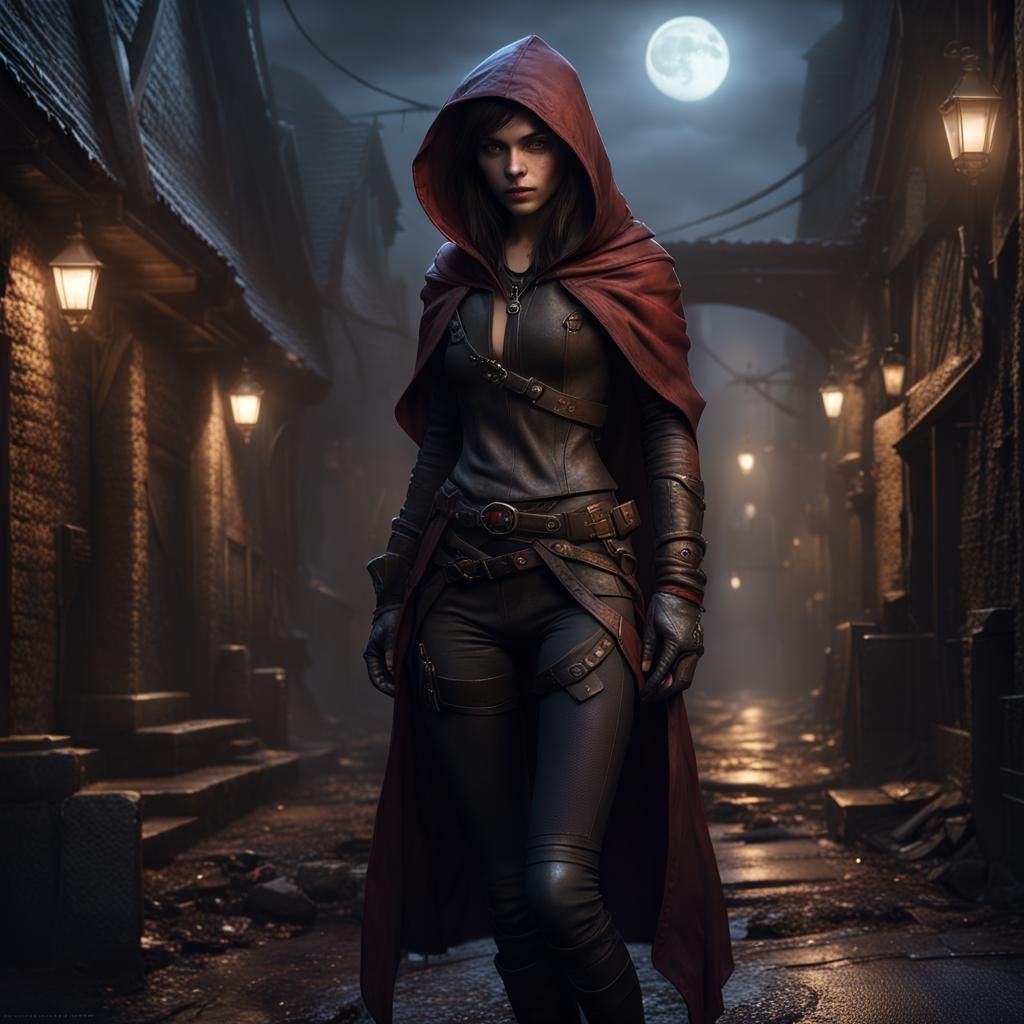 Fantasy Rogue in Misty Moonlight, Digital Matte Painting