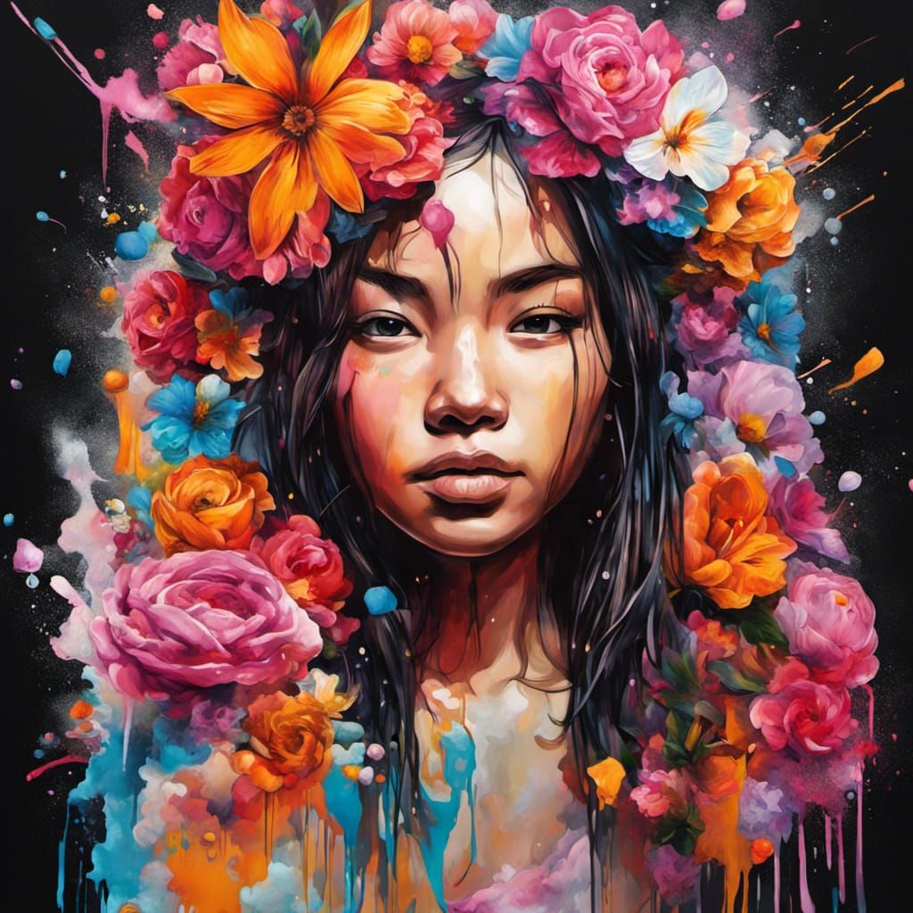 Filipina Portrait in Graffiti Art Style