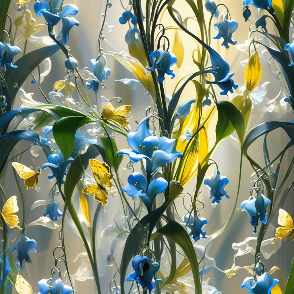 Translucent Lily of the Valley and Glass Butterflies