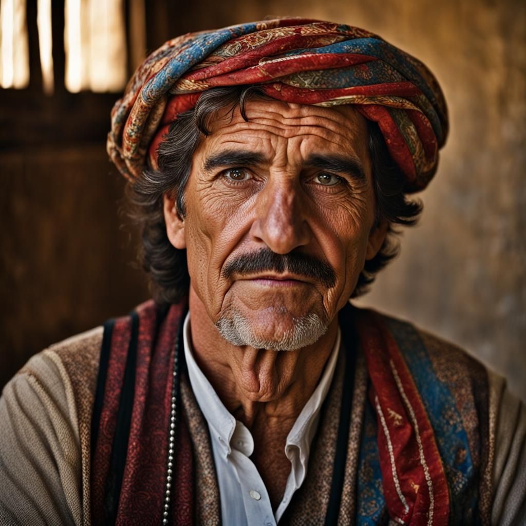 Kurdish Man Portrait in Kurdistan House