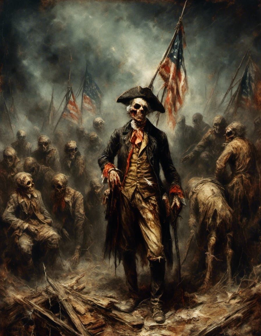 Sinister Colonizer: Macabre Oil Painting of Power