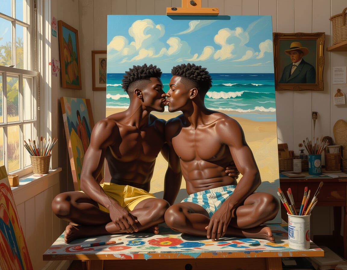 Cthulhu Sculpts: Beach Kiss in Hyperrealistic Oil