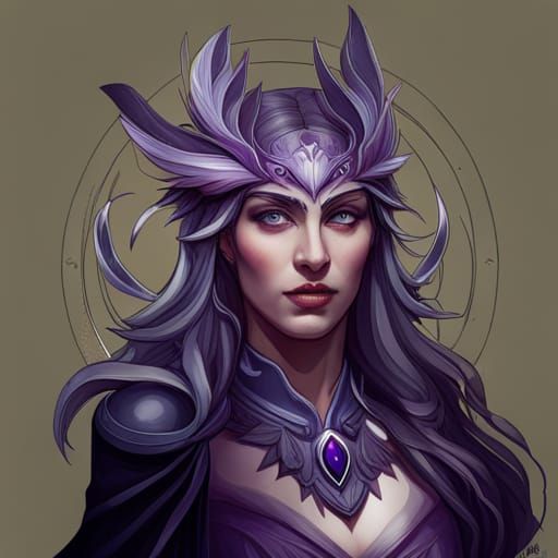 Magical Purple Owl Portrait in Gothic Style