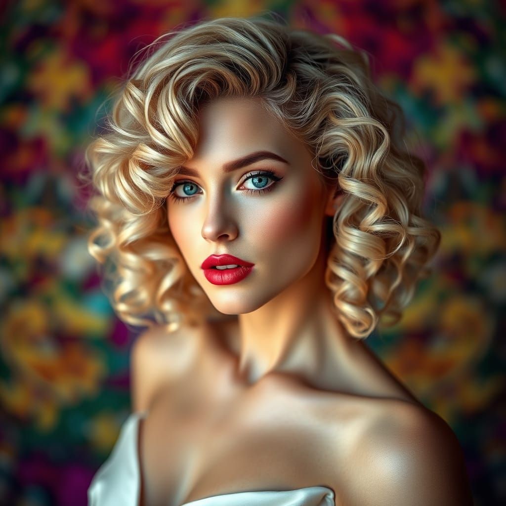 Elegant Blonde Woman in Hyperrealistic Style