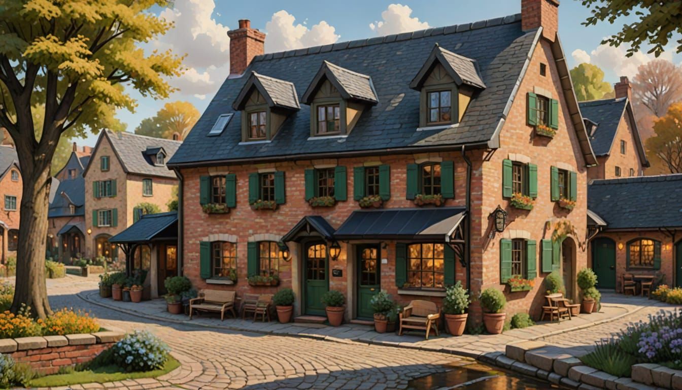 Charming Village Home Office in Impressionist Style