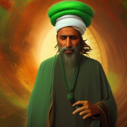 Sufi Man Gazing Skyward: Detailed Matte Painting