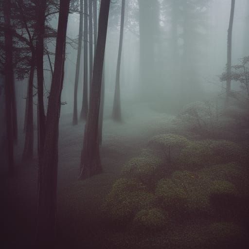 Mysterious Foggy Landscape with Eerie Atmosphere