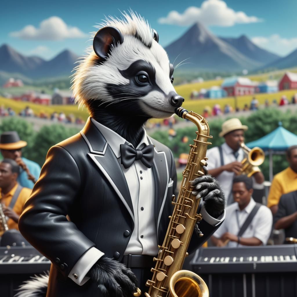 Skunk Saxophonist at a Jazz Festival