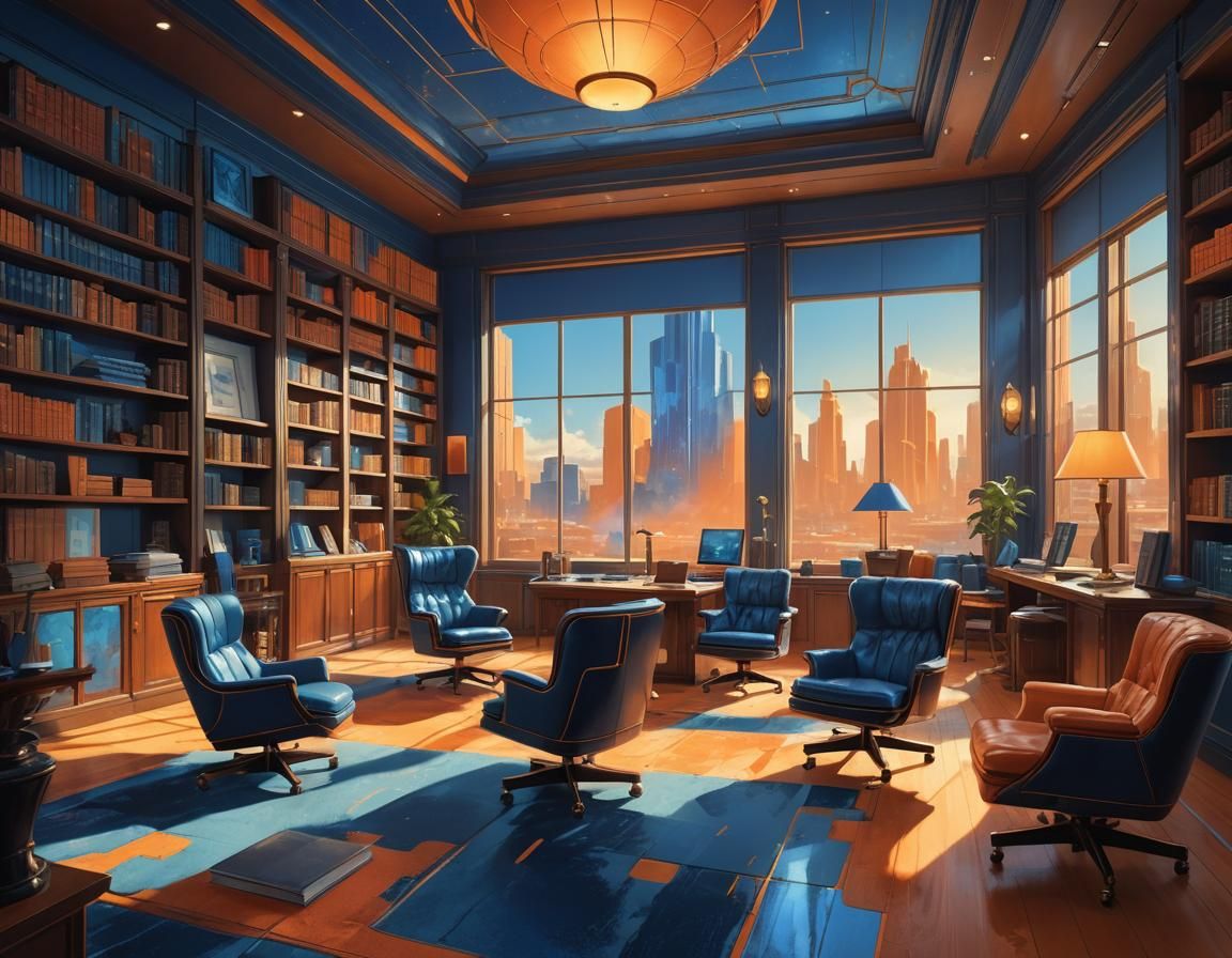 Modern Lawyer Office with Warm Lighting, Digital Art