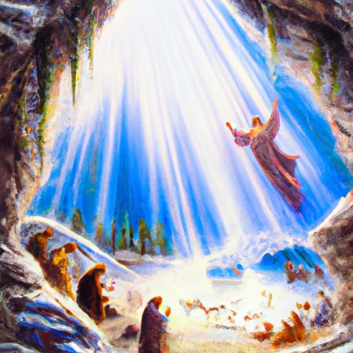 Nativity Scene Through Waterfall in Gothic Art