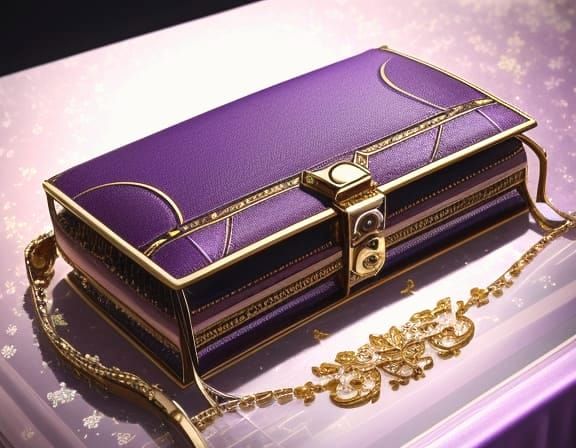 Elegant Purple Leather Purse with Jeweled Patterns