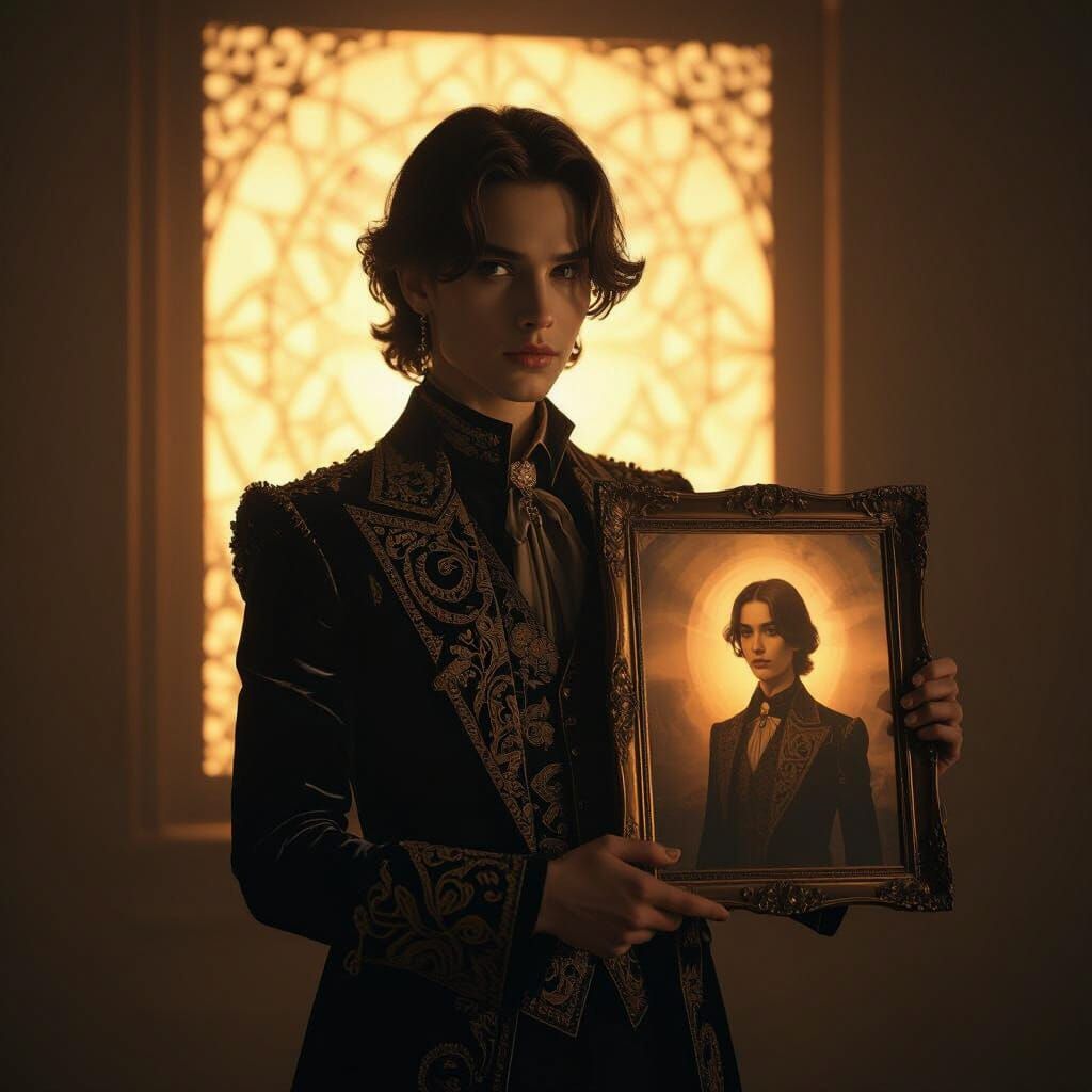 Recursive Photograph in Dimly Lit Room, Surreal Realism