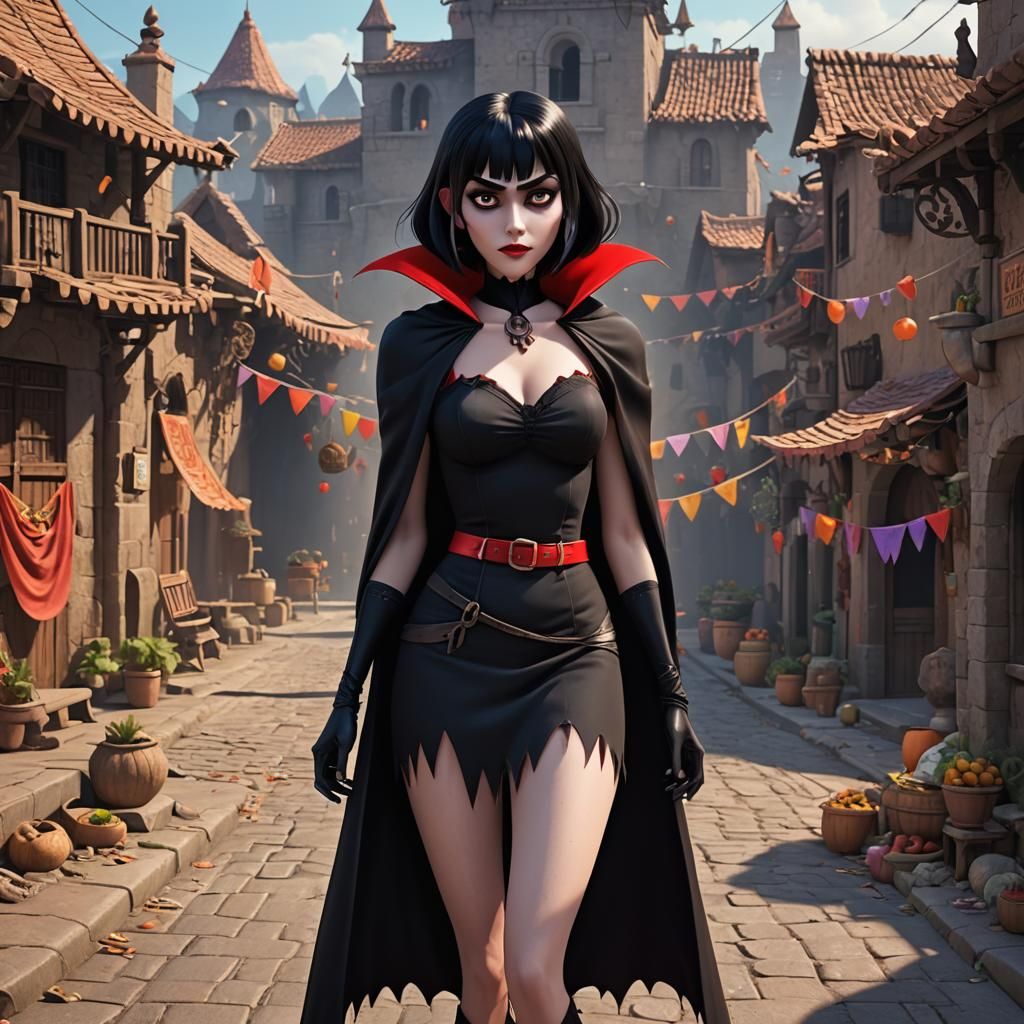 Mavis Dracula visiting a village during Cinco de mayo.