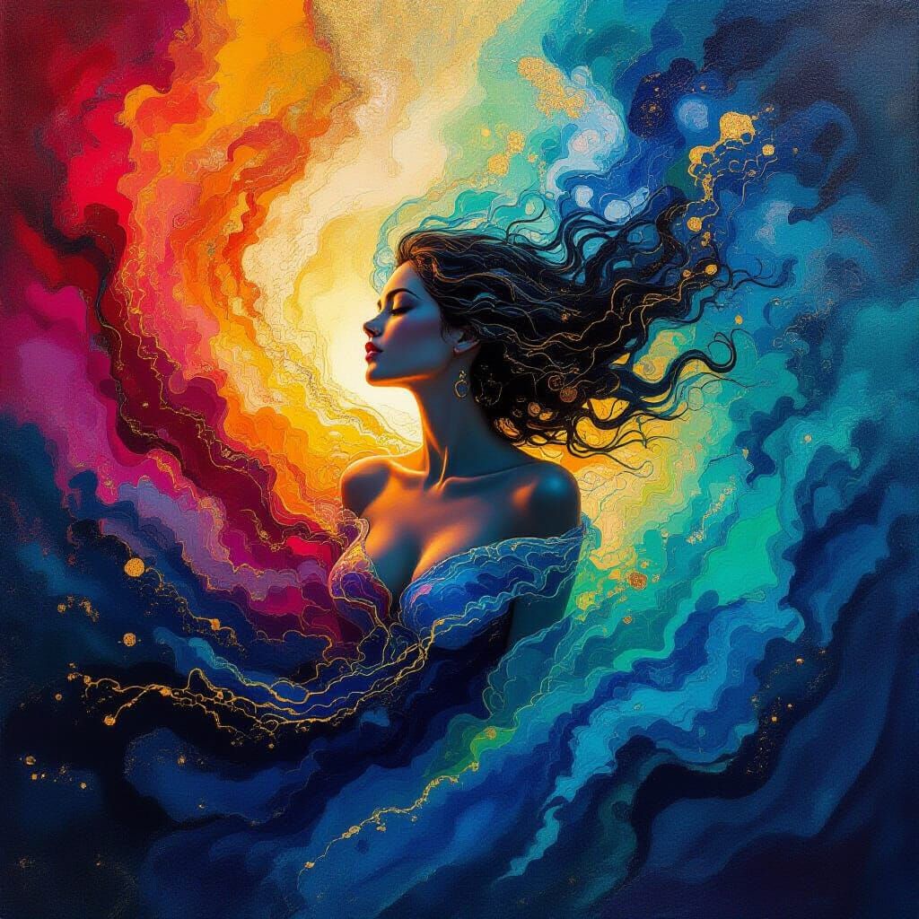 Ethereal Being Submerged in Liquid Light: Abstract Expressio...