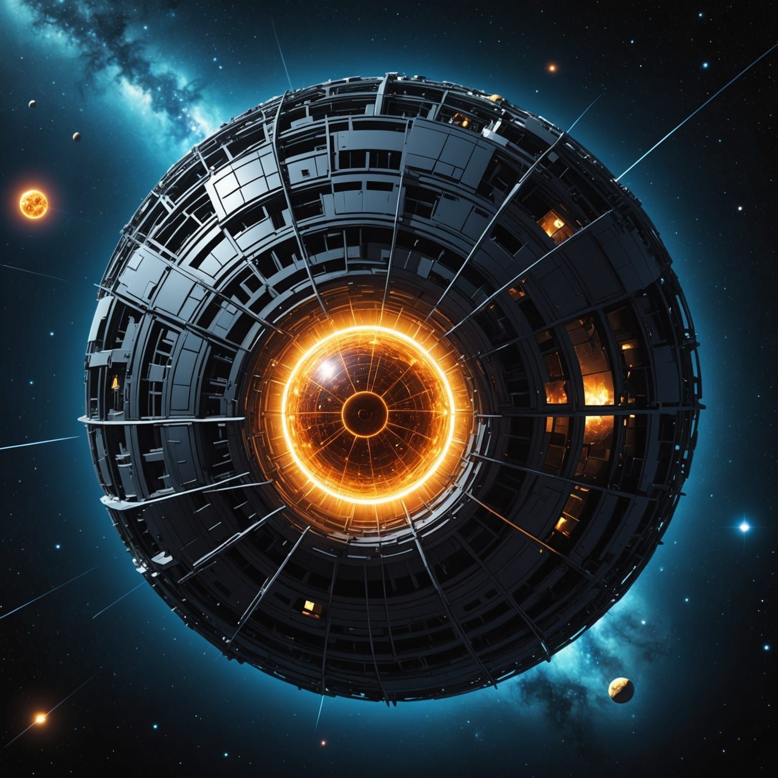 Dyson Sphere Construction Around Magnetar Concept Art