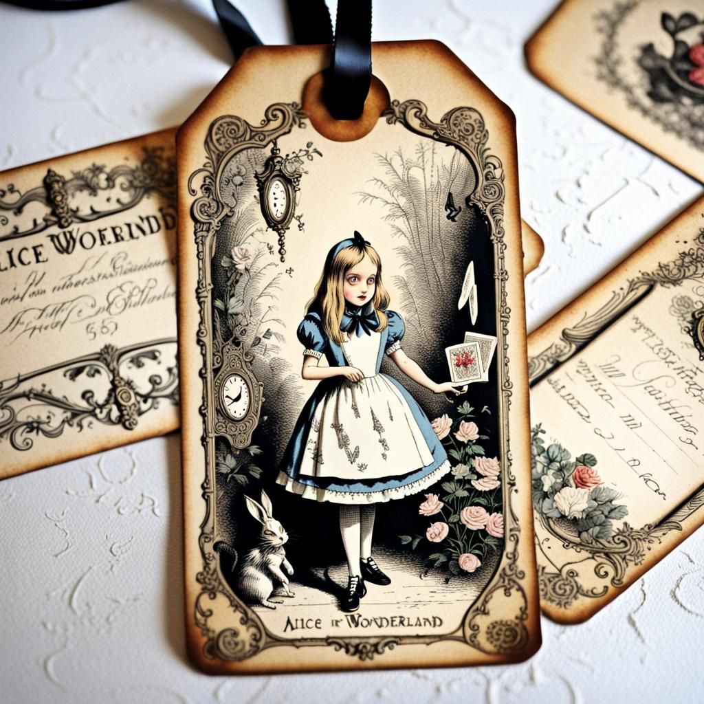 Gothic Alice in Wonderland Vintage Illustration