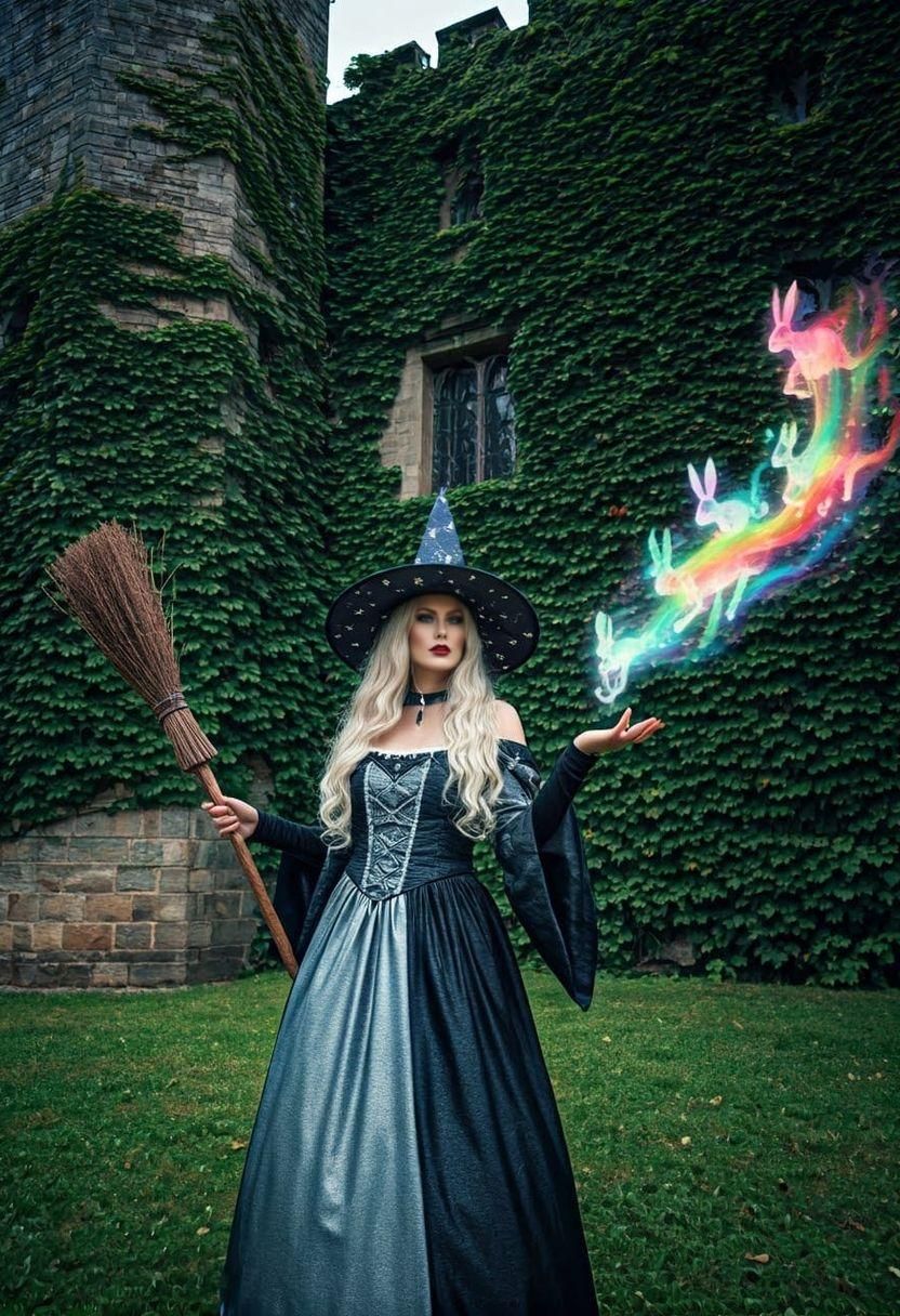Ethereal Witch Creates Rainbow Rabbit Magic
