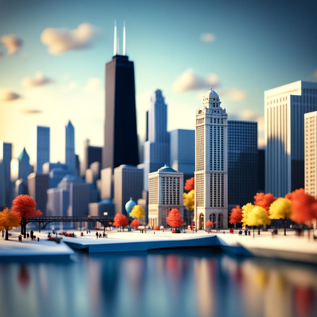 Detailed 3D Diorama of Chicago Lakefront in 8K