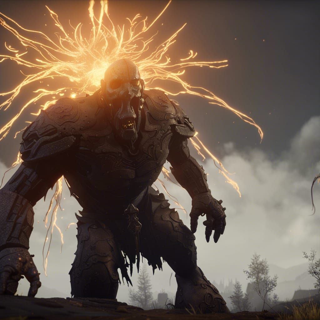 Elden Ring Golem in 3D Game Cinematic Style