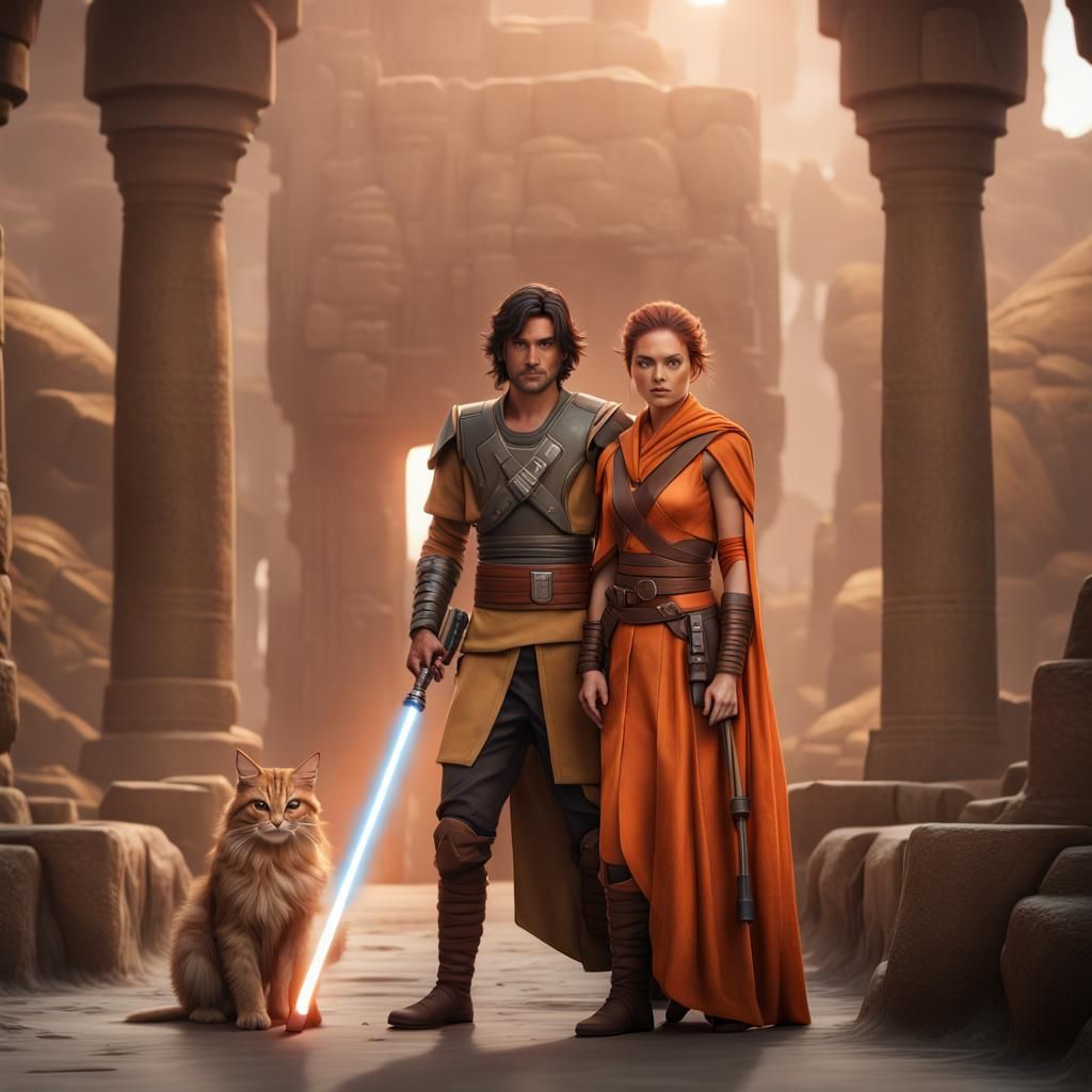 Jedi Face-Off: Hyperrealistic Full Body Portrait