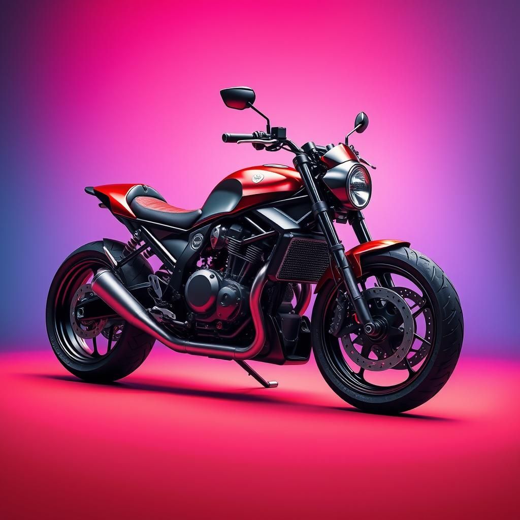 Custom Motorcycle in Hyperrealistic Digital Painting Style