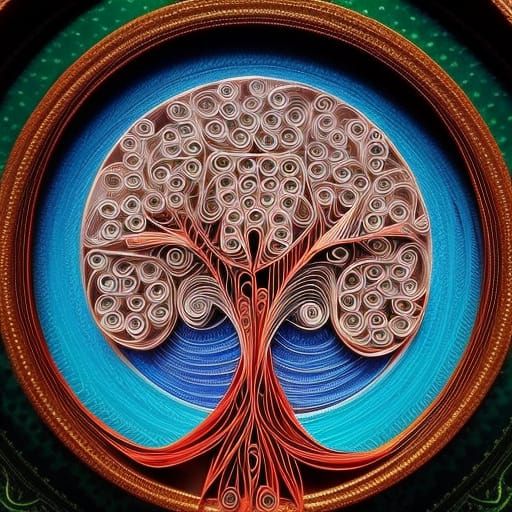 Intricate Paper Quilling Tree of Life Art