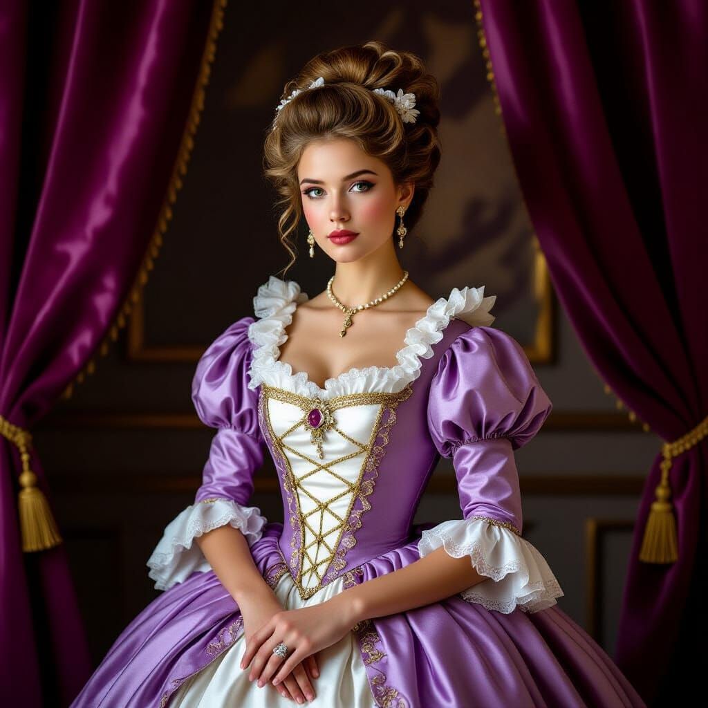 Baroque Lady in Purple and Gold