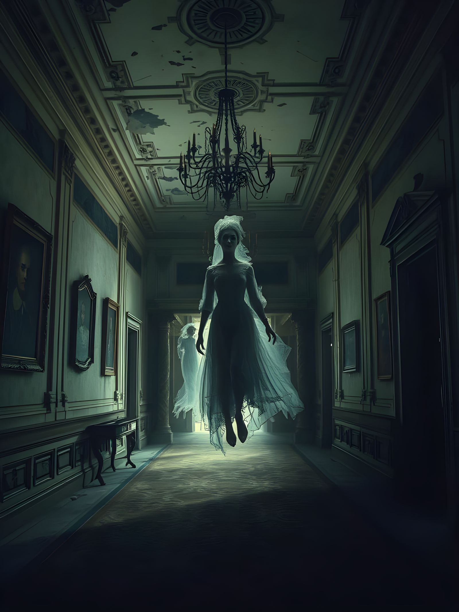 Ethereal Ghosts Drift Through Abandoned Victorian Mansion