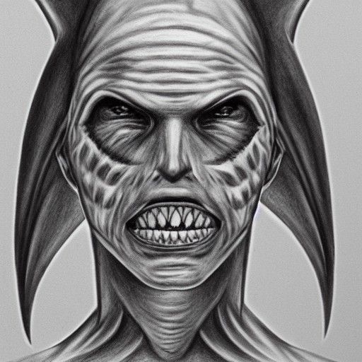 Hyperdetailed Charcoal Drawing: Human Shark Hybrid