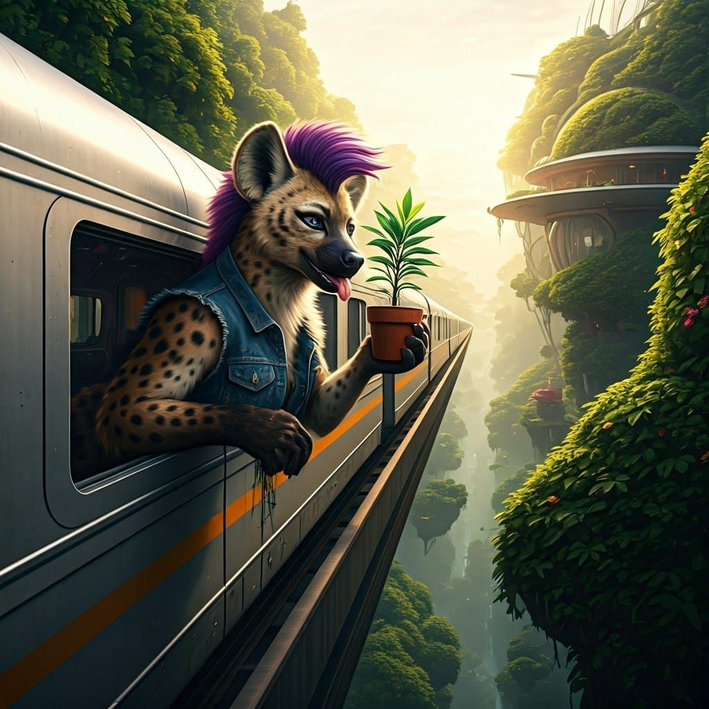 Sleek Solarpunk Monorail Soars Through Enchanted Eco-Settlem...