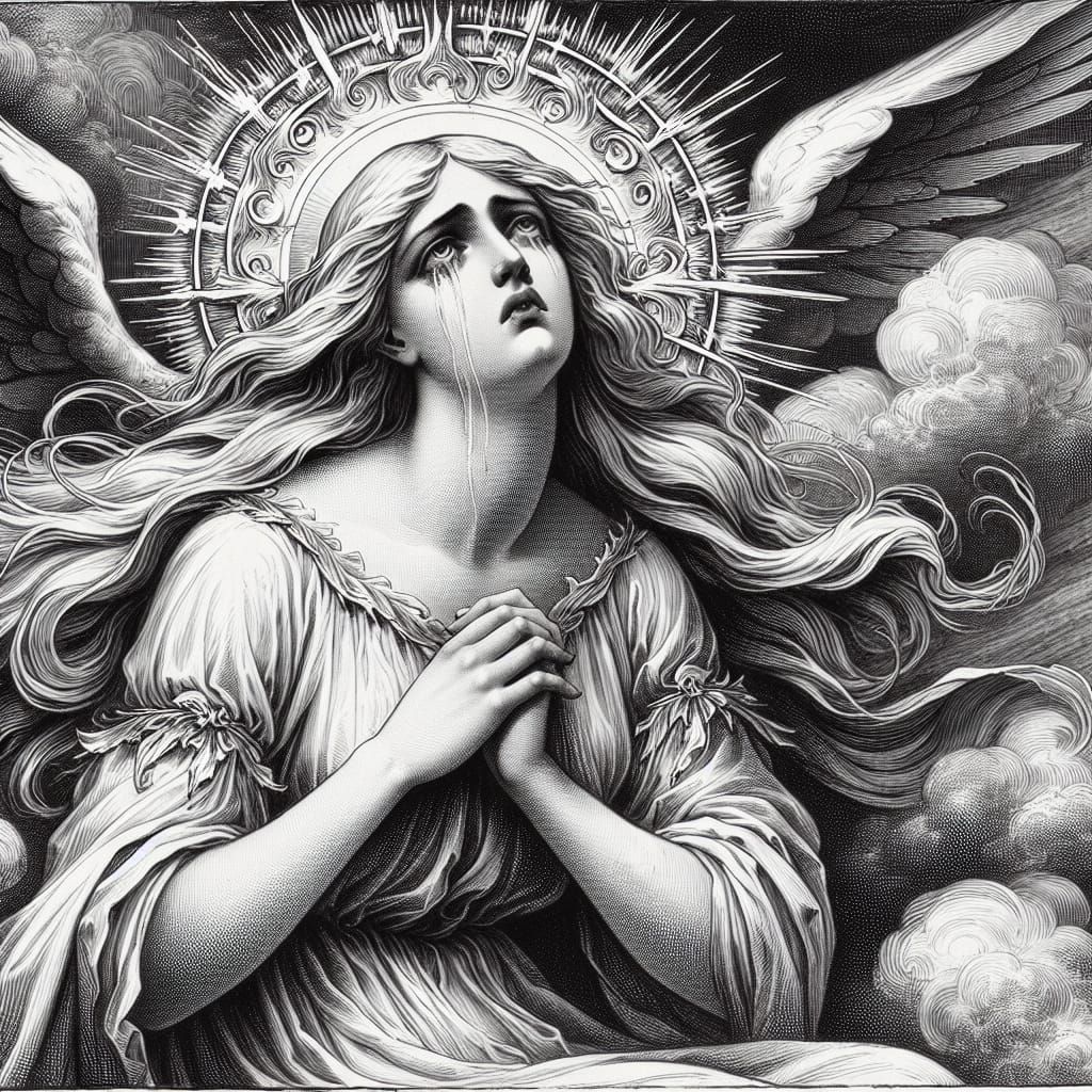 Fantastical Holy Mary, Mother of Sorrows Illustration