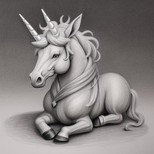Christmas Elf's Pet Unicorn: Charcoal Drawing