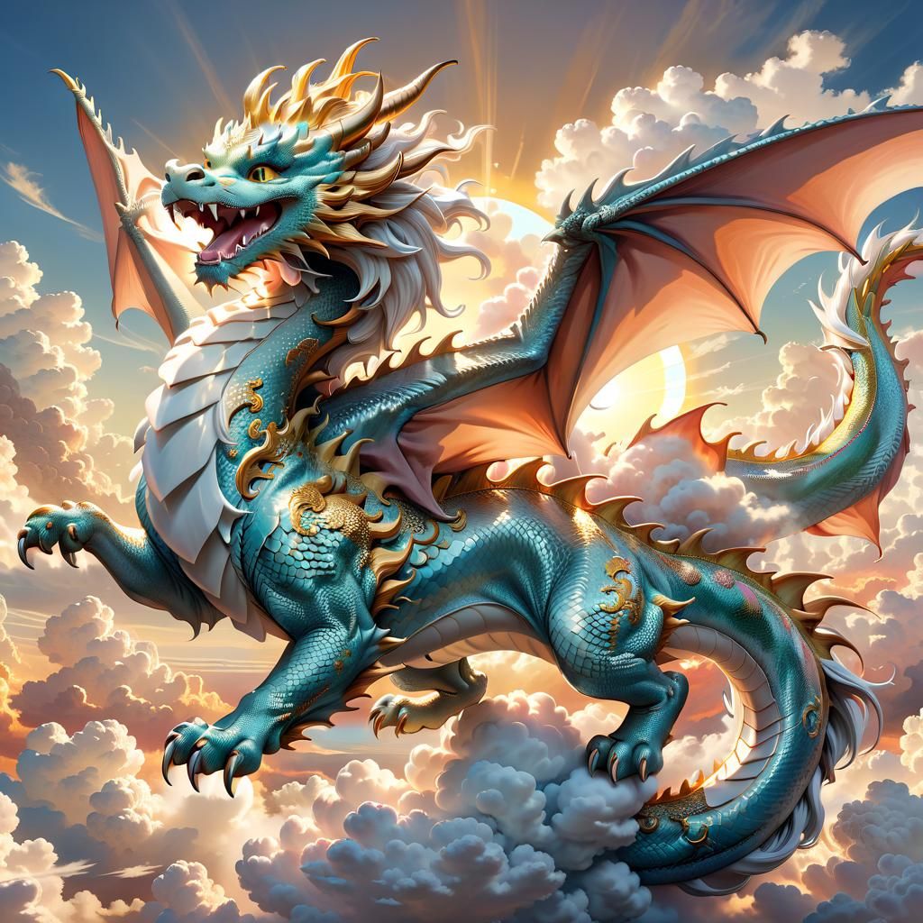 Anime Cloud Dragon Roaring in Sunshine