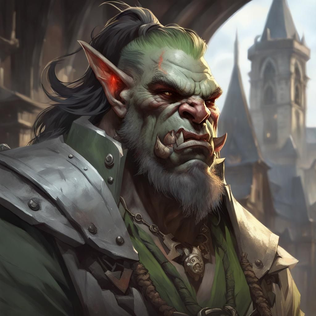 Fierce Orc Portrait with Tattoos and Piercings