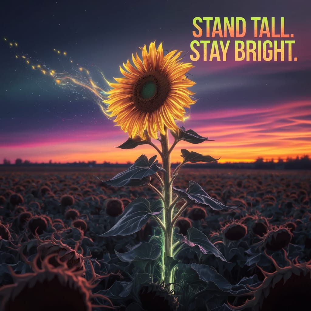 Radiant Sunflower Defies the Shadows in a Vibrant Twilight L...