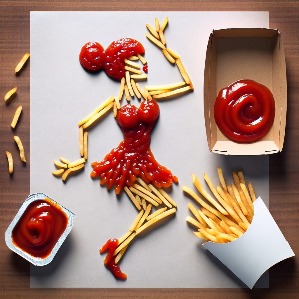 Ketchup Woman Dances with French Fry Man