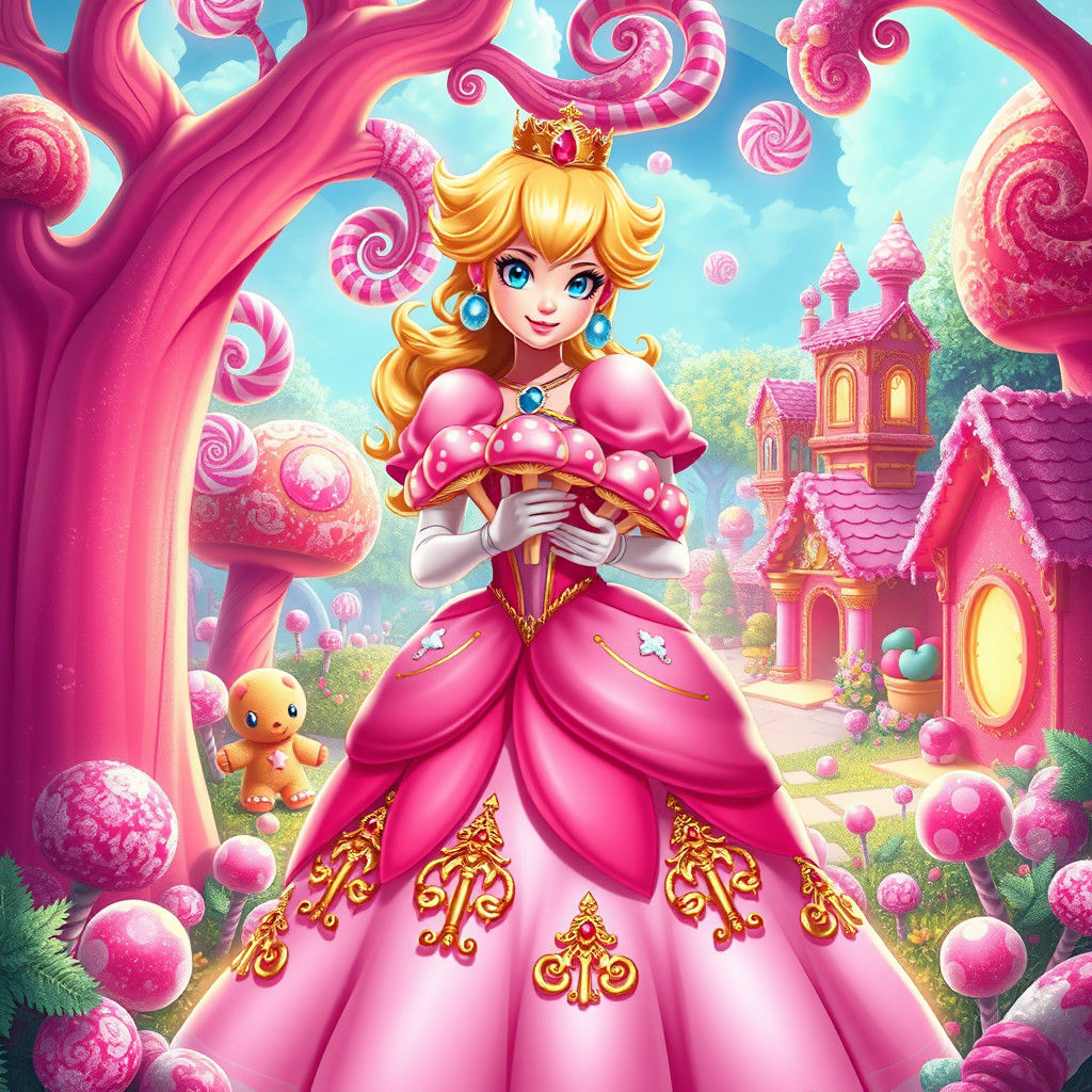 Princess Peach in Candyland: A Digital Illustration