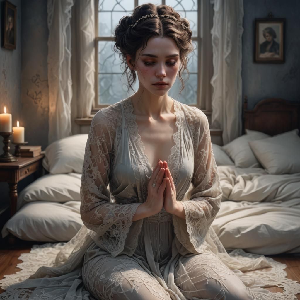 Woman in Prayer: Fantasy Art Portrait