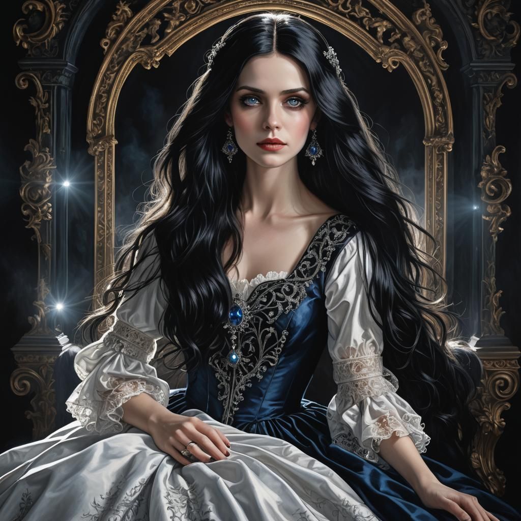 Handsome Gothic Lady Portrait with Maltese