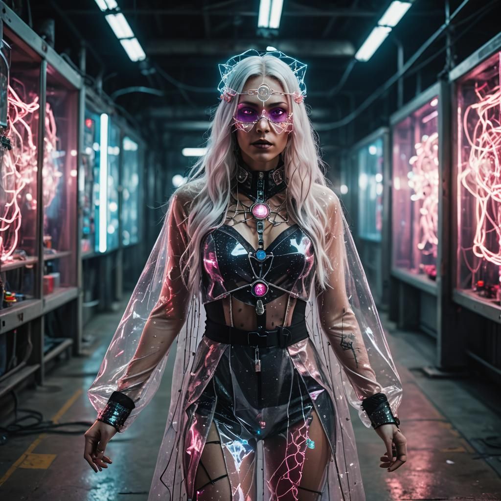 Epic Changeling Woman Portrait with Electric Hair