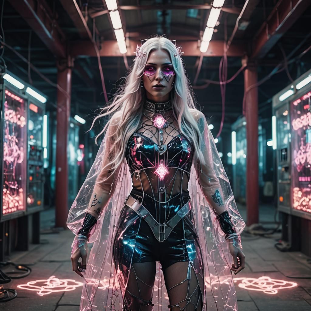 Epic Changeling Woman Portrait with Electric Hair