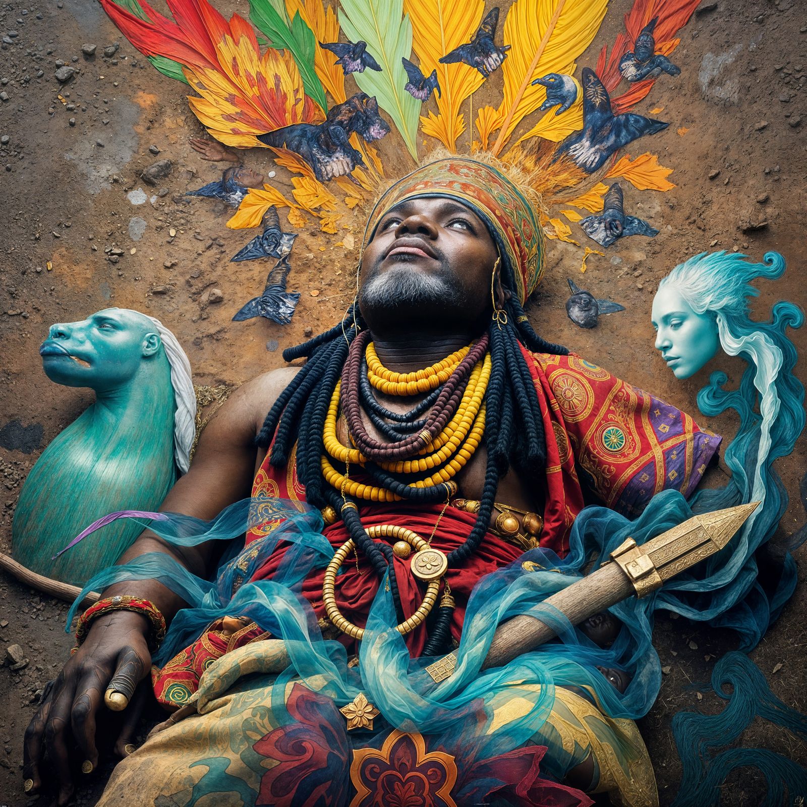 Igbo Warlord's Aura: A Vibrant Digital Painting