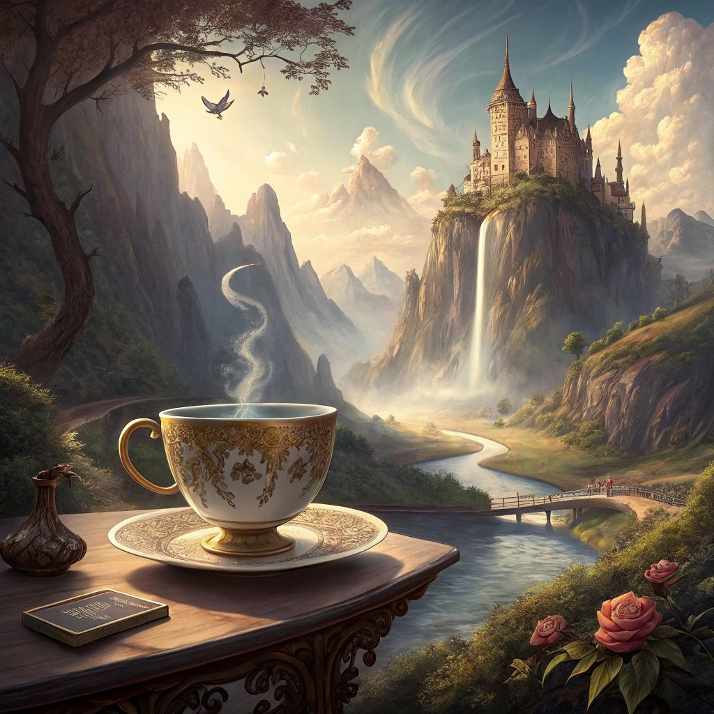 Fantasy Island Arising from Teacup Steam