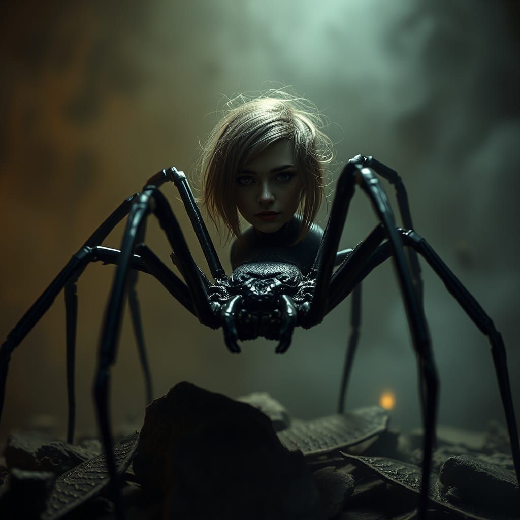 Ethereal Arachnid Siren in Moody Ambiance