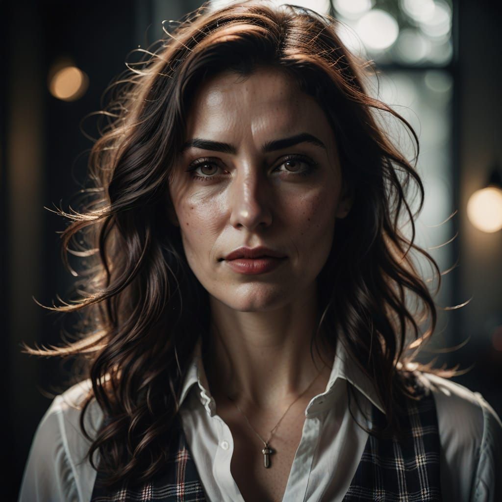 Glamorous Portrait of a Confident Woman in Plaid