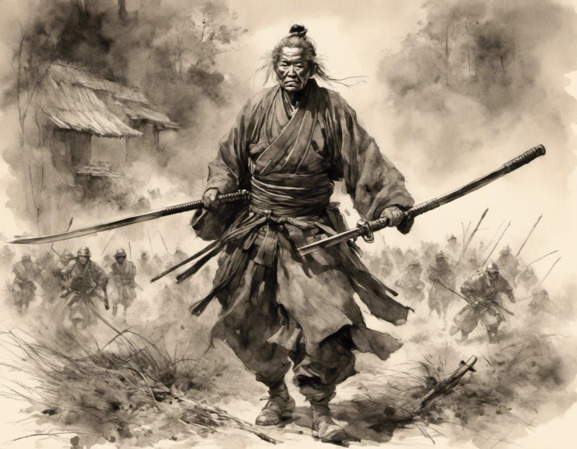 Samurai's Desperate Stand Against Demons