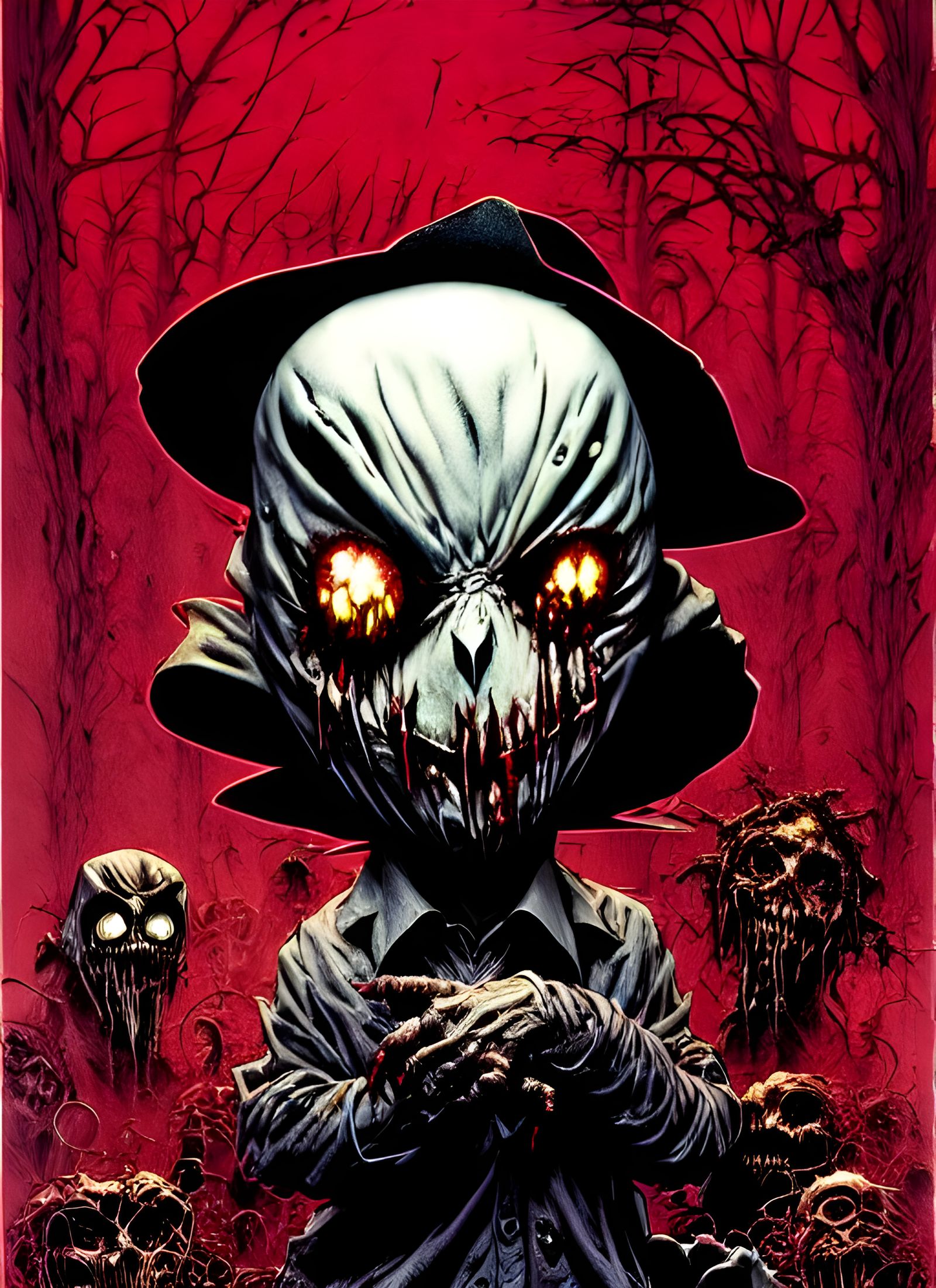 Sinister Cartoon Ghostface Character in Horror Style