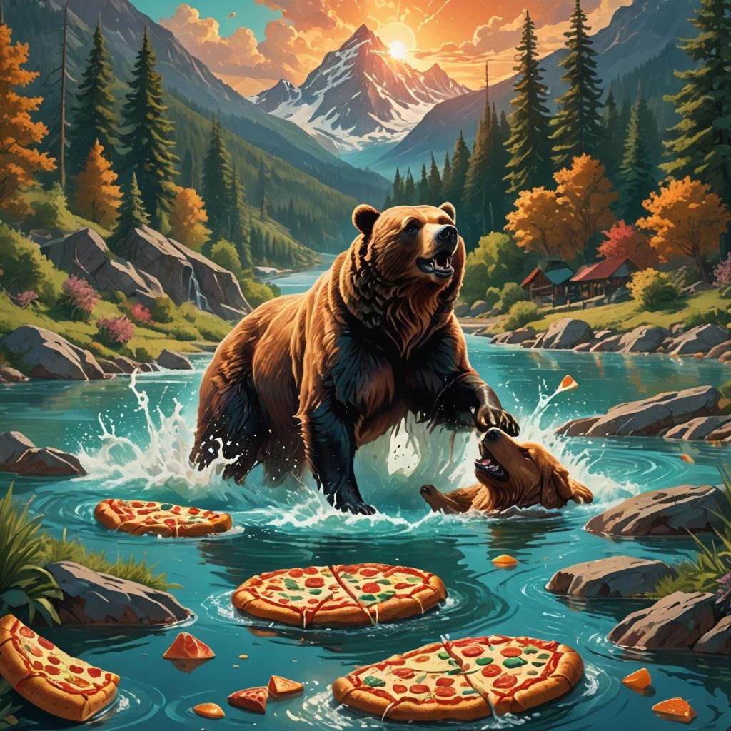 Bear and Dog's Mountain Lake Picnic