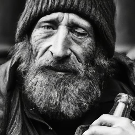 Homeless Figure Inspired by Volodymyr Zelensky